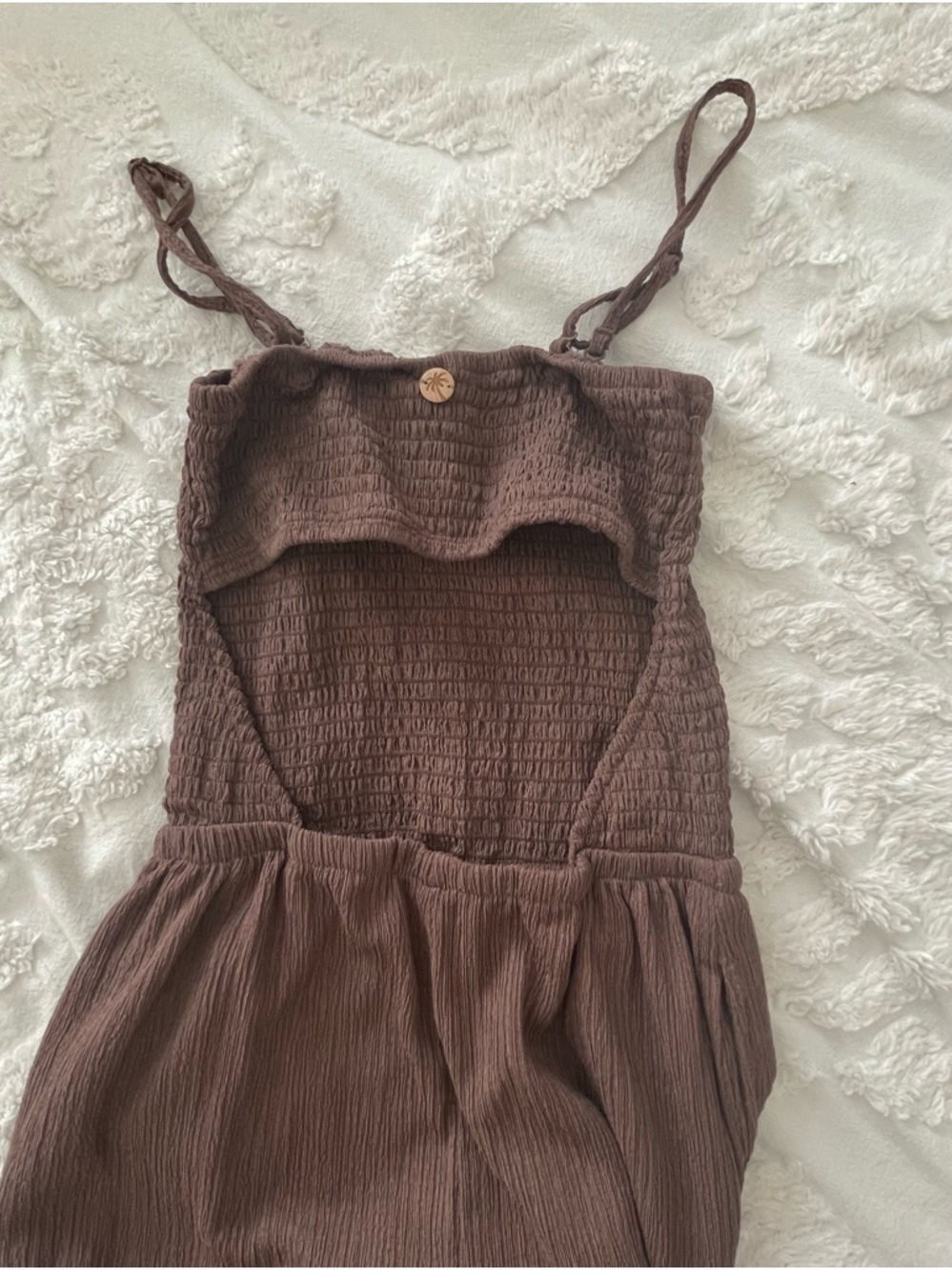 Off The Beach/Textured Tube Jumpsuit Smocked Crossback sz S - Picture 9 of 9